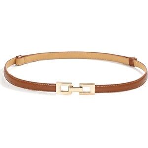Brown Leather Belt with Gold Buckle
